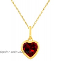 JewelExclusive 10 Karat Yellow Gold Lab Created Ruby Heart Pendant on a 18 inch gold filled chain