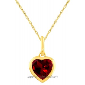 JewelExclusive 10 Karat Yellow Gold Lab Created Ruby Heart Pendant on a 18 inch gold filled chain