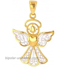 Jewelry America Polished 14K Gold Filigree Angel with Heart Charm Pendant JewelryAmerica