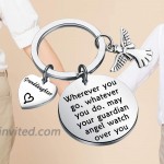 LQRI Drive Safe Keychain Traveler Gift Wherever You Go May Your Guardian Angel Watch Over You Guardian Angel Keychain for Dad Mom Daughter Grandma Granddaughter Aunt Gift granddaughter