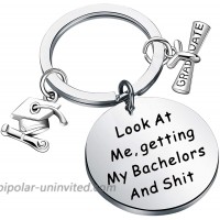 LQRI Funny Graduation Gifts for Her Him Look at Me Getting My Bachelors and Shit Keychain 2021 College High School Graduate Gifts K-Look at Me