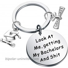 LQRI Funny Graduation Gifts for Her Him Look at Me Getting My Bachelors and Shit Keychain 2021 College High School Graduate Gifts K-Look at Me