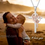 MOM Cross Pendant Necklace 925 Sterling Silver Mother Necklace Birthday Mothers Day Jewelry Gifts for Mom Women