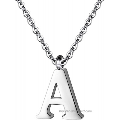 PARTNER Stainless Steel Silver Initial Necklace Alphabet Pendant Necklace 16 with 2 Extender Women Girl Letter Necklace A