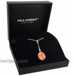 Paul Wright Created Pink Opal Necklace in 925 Sterling Silver 15mm x 10mm Oval Drop Pendant Design Vibrant Coral Pink Color 16” Plus 2” Extender