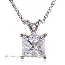 Platinum-Plated Sterling Silver Princess-Cut Solitaire Pendant Necklace made with Swarovski Zirconia 7.5 mm 18