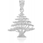 Polished 925 Sterling Silver Cedar Tree Charm Pendant