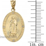 Religious Jewelry by FDJ 10k Yellow Gold Our Lady of Guadalupe Miraculous Oval Medal Diamond Pendant Small