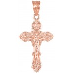 Religious Jewelry by FDJ Dainty 10k Rose Gold Floral Design Cross Charm Pendant Claddagh