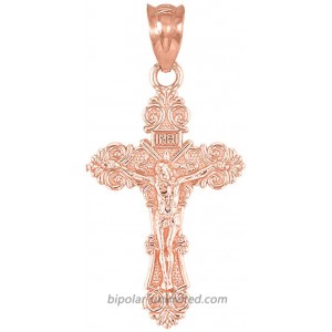 Religious Jewelry by FDJ Dainty 10k Rose Gold Floral Design Cross Charm Pendant Claddagh