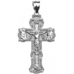 Religious Jewelry by FDJ Elegant Russian Orthodox Save and Protect Cross Pendant in Sterling Silver