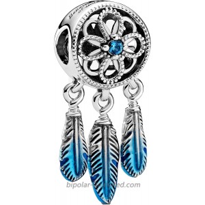 Scalza jewelry is a blue Dream catcher pendant for Pandora bracelets women's 925 sterling silver pendant compatible with European and American bracelets 799341C01