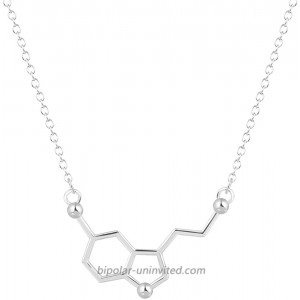 Silver Serotonin Molecule Pendant Necklace Organic Chemistry Jewelry for Science Lovers Gift for a Science Student Asilver necklace
