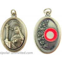 Silver Toned Base Saint Rita 3rd Class Piece of Cloth Relic Medal 1 Inch