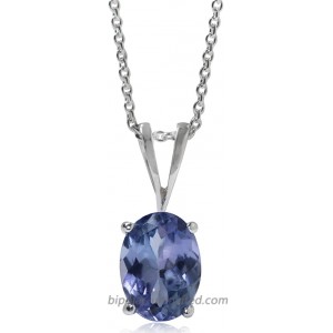 Silvershake 1.32ct. Genuine Tanzanite 925 Sterling Silver Solitaire Pendant with 18 Inch Chain Necklace