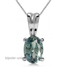 Silvershake 7X5mm Simulated Alexandrite 925 Sterling Silver Solitaire Pendant with 18 Inch Necklace