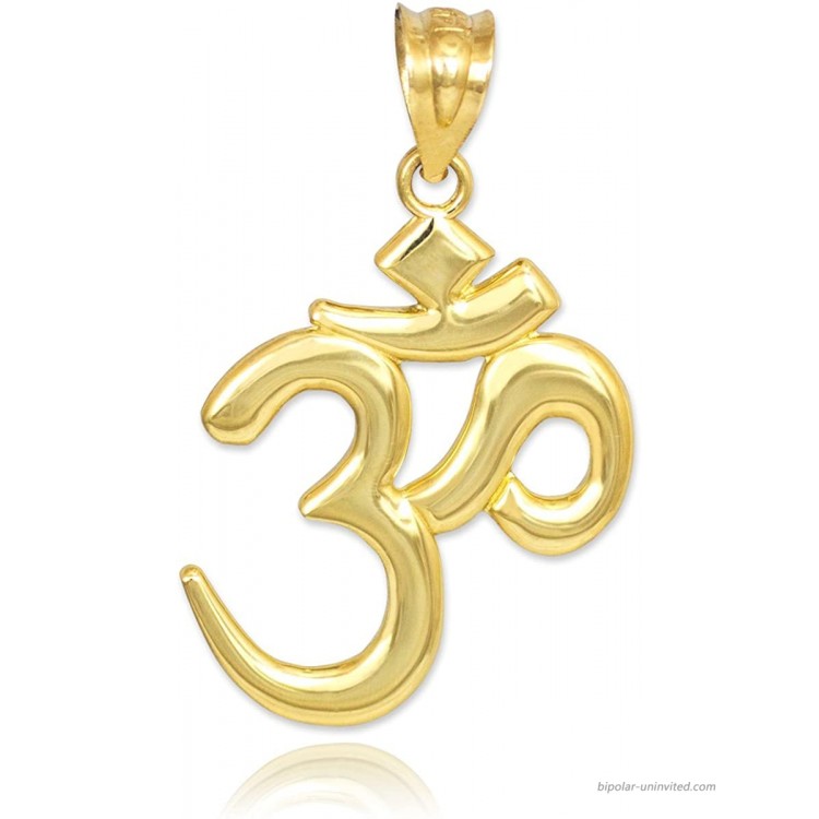 Solid 14k Gold Hindu Meditation Charm Yoga Om Aum Pendant
