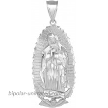 Sterling Silver Blessed Our Lady of Guadalupe Miraculous Medal Pendant 1.57