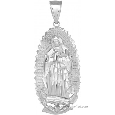 Sterling Silver Blessed Our Lady of Guadalupe Miraculous Medal Pendant 1.57