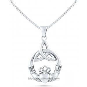 Sterling Silver Celtic Heart Claddagh Necklace
