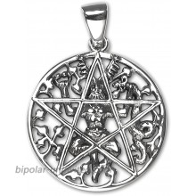 Sterling Silver Pagan God Cernunnos Pentacle Pentagram Pendant