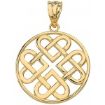 Women's 14k Yellow Gold Endless Celtic Knot Heart Infinity Charm Pendant