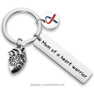 WUSUANED CHD Keychain Mom Dad of A Heart Warrior Keychain Congenital Defect Awareness Gift for Heart Warrior Mom Dad mom of a Heart Warrior K