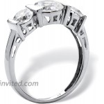 10K White Gold Round Cubic Zirconia 3 Stone Bridal Ring