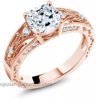925 Rose Gold Plated Silver Women's Ring 1.40 Cttw 6MM Cushion Cut Set with Zirconia from Swarovski
