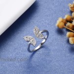 925 Sterling Silver Butterfly Ring for Women - Adjustable Animal Ring Earrings With Cubic Zirconia Jewelry Gift for Ladies Bridesmaid Nature Lovers Butterfly ring