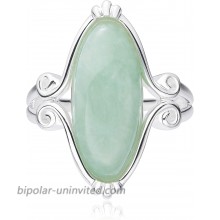 925 Sterling Silver Marquise Genuine Green Jade Celtic Knot Band Statement Ring
