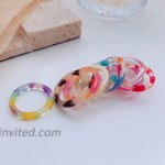 Acrylic Rings for Women Resin Thin Round Rings Set Colorful Tortoise Rings Band Rings Retro Trendy Aesthetic Cute Stackable Rings Set Transparent Minimalist Fashion Jewelry Pack of 10 Pcs