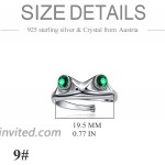 AOBOCO Sterling Silver Frog Ring Jewelry with May Birthstone Emerald Crystal|