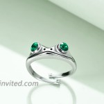 AOBOCO Sterling Silver Frog Ring Jewelry with May Birthstone Emerald Crystal|