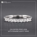 ATELIER PINKCITY White Topaz Ring Half Eternity Band Genuine Gemstone 925 Sterling Silver Rhodium Plated Rings for Women