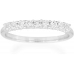 ATELIER PINKCITY White Topaz Ring Half Eternity Band Genuine Gemstone 925 Sterling Silver Rhodium Plated Rings for Women