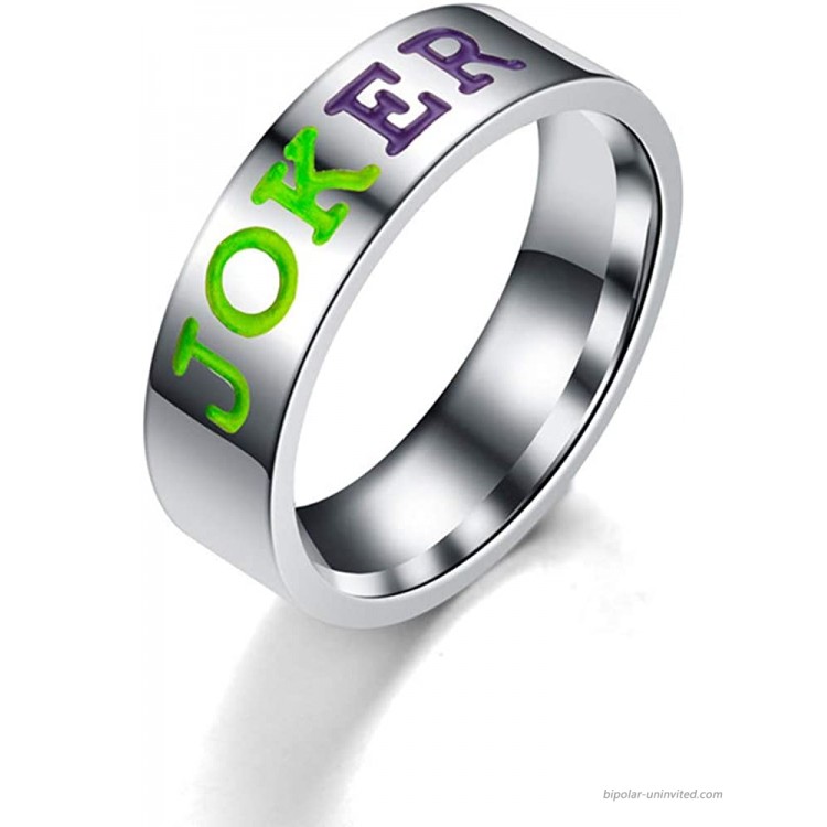 BICMTE New Harley Quinn and The Joker Lover Couple Stainless Steel Wedding Rings - Jewelry The Joker Harley Quinn His and Hers Ring，Anniversary