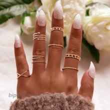 Bmadge Boho Criss Cross Joint Knuckle Rings Set Gold Twist Rings Cuff Vintage Stylish Mid Stack Finger Rings Jewelry for Women and Girls Style A