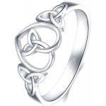 BORUO 925 Sterling Silver Ring Celtic Knot Heart High Polish Tarnish Resistant Eternity Wedding Band Stackable Ring Benefiting The American Red Cross.