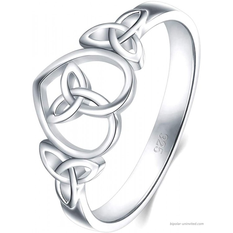 BORUO 925 Sterling Silver Ring Celtic Knot Heart High Polish Tarnish Resistant Eternity Wedding Band Stackable Ring Benefiting The American Red Cross.