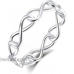 BORUO 925 Sterling Silver Ring High Polish Infinity Symbol Tarnish Resistant Comfort Fit Wedding Band Ring Size 4-12