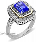 Collection Sterling Silver and 14k Yellow Gold Sapphire and Diamond Ring Size 7