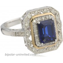 Collection Sterling Silver and 14k Yellow Gold Sapphire and Diamond Ring Size 7