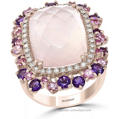 Effy 14K Rose Gold Rose Quartz Amethyst Pink Sapphire & Diamond Ring 14.15 TCW IRV0G315DM