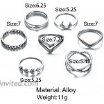 Evazen Boho Leaf Moon Knuckle Rings Vintage Silver Joint Knuckle Mid Ring Set with Crescent for Women and Girls Set A