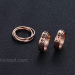 FIBO STEEL 3Pcs Stainless Steel Spinner Ring for Women Fidget Band Rings Moon Star Flower Ring Set for Stress Relieving Wedding Promise Size 5-10