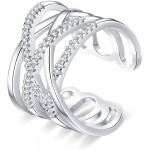 Fomissky Adjustable Stackable Rings Thumb Rings for Women Teen Girls Criss Cross Midi Rings Womens Wedding Band Pave Crystal Zirconia Toe Rings