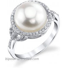Freshwater Cultured Pearl Ring for Women with Button Pearl and Cubic Zirconia on Sterling Silver - THE PEARL SOURCE