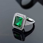 Gem Stone King 925 Sterling Silver Green Nano Emerald Women's Ring 5.00 Ct Emerald Cut Available 5 6 7 8 9