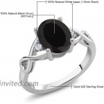 Gem Stone King Black Onyx and White Topaz 925 Sterling Silver Gemstone Birthstone Women's Engagement Ring 2.05 Cttw Oval Available 5 6 7 8 9 |